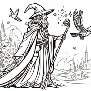 drawing of a magician doing magic 3