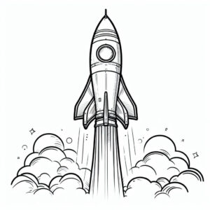 drawing of a rocket flying