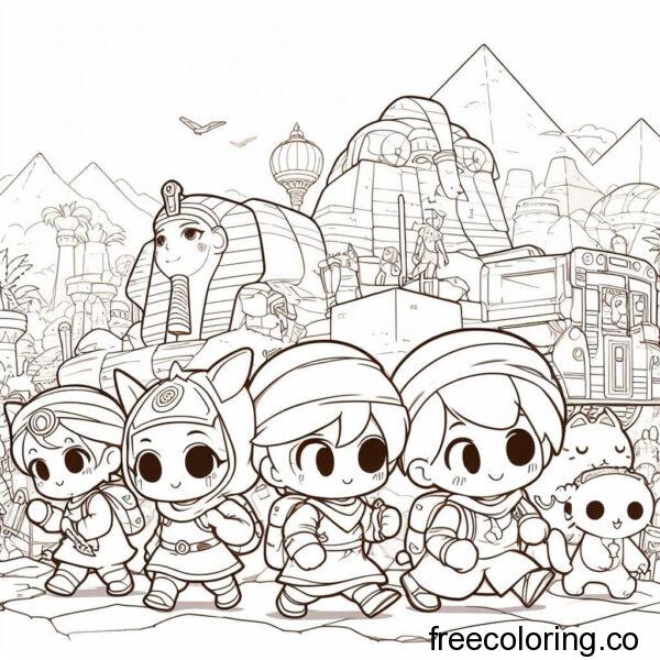 drawing of children adventuring in Egypt 2