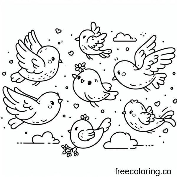 drawing of cure birds for coloring 1