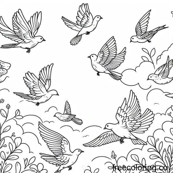 drawing of cure birds for coloring 2