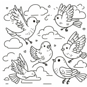 drawing of cure birds for coloring 4
