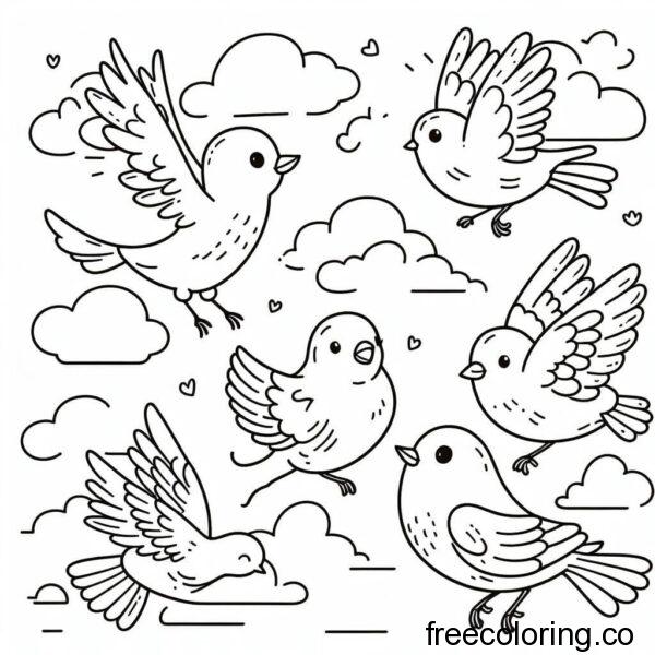 drawing of cure birds for coloring 4