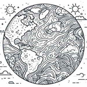 drawing of planet earth with details