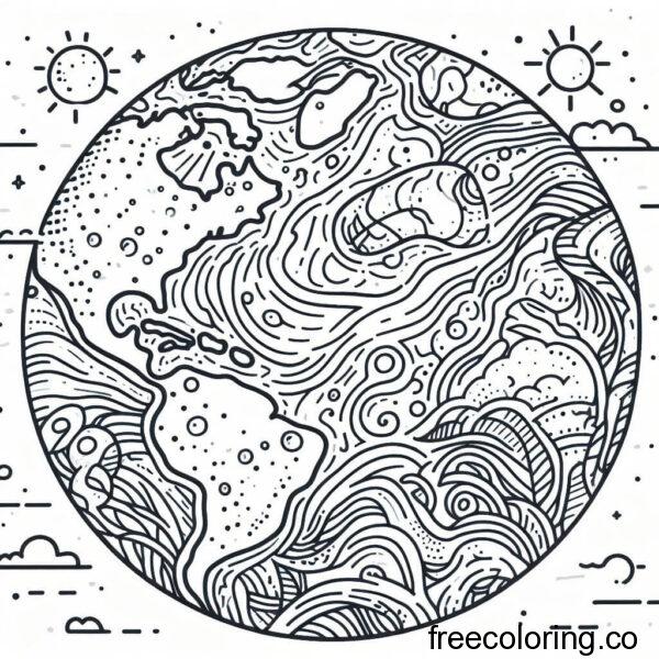 drawing of planet earth with details