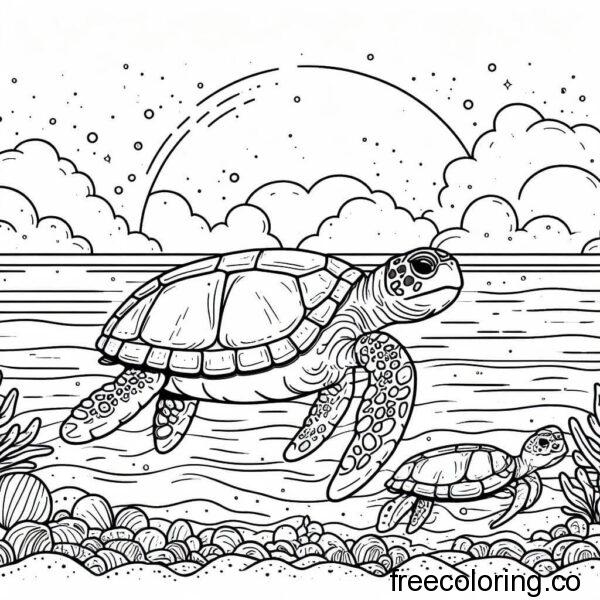 drawing of turtles for coloring 3