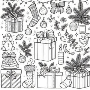 group of presents and decoration objects for Christmas 3