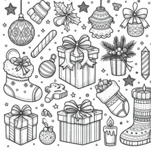 group of presents and decoration objects for Christmas 4