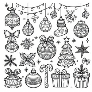 group of presents and decoration objects for Christmas 7
