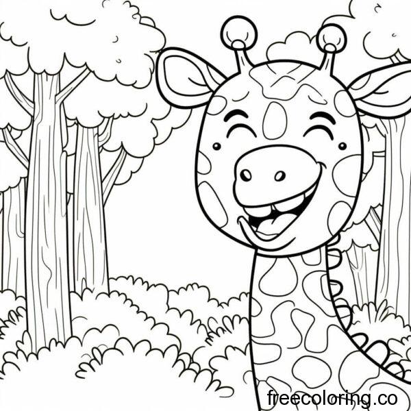 happy giraff in a forest