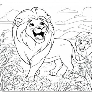 happy lions in a savana