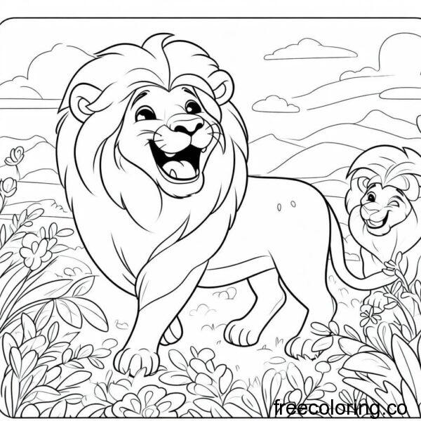 happy lions in a savana