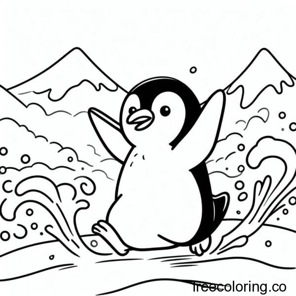 happy penguin playing