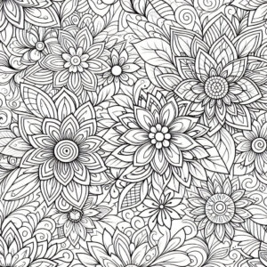 intricate pattern of flowers for coloring 1