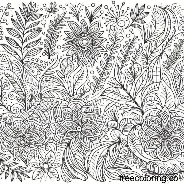 intricate pattern of flowers for coloring 2