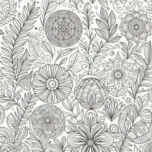 intricate pattern of flowers for coloring 4
