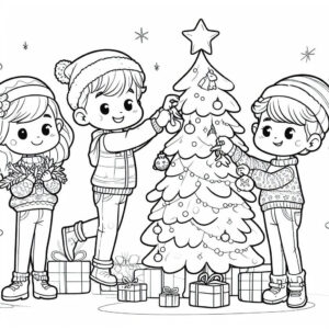 kids decorating a christmas tree 1