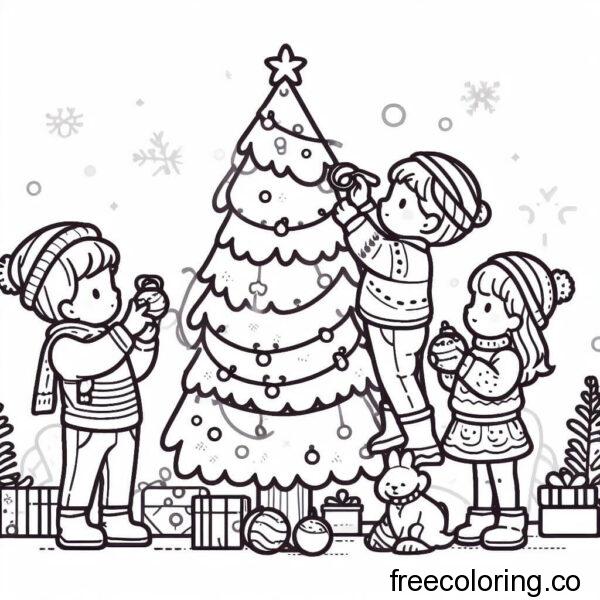kids decorating a christmas tree 3