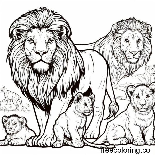 lions drawing for coloring 2