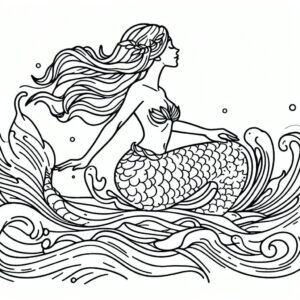mermeid with long hair in the sea 3