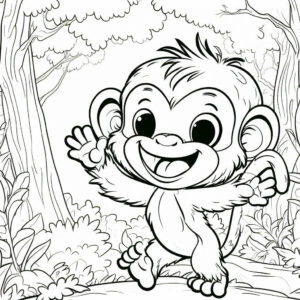 monkey smiling in a forest