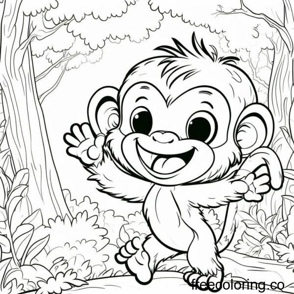 monkey smiling in a forest