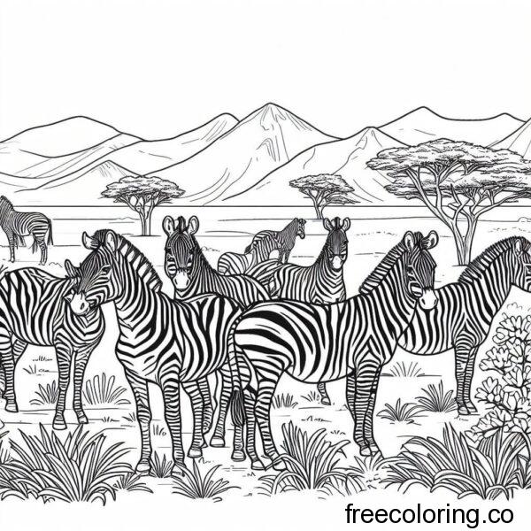 multiple zebras drawing 1