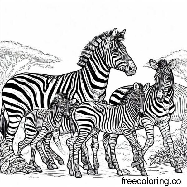 multiple zebras drawing 2