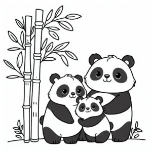 panda bear family drawing 1