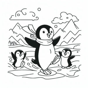 penguins playing in the snow