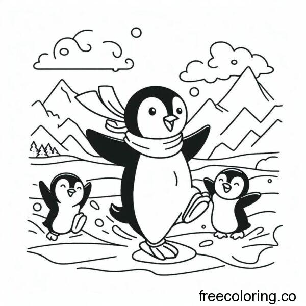 penguins playing in the snow