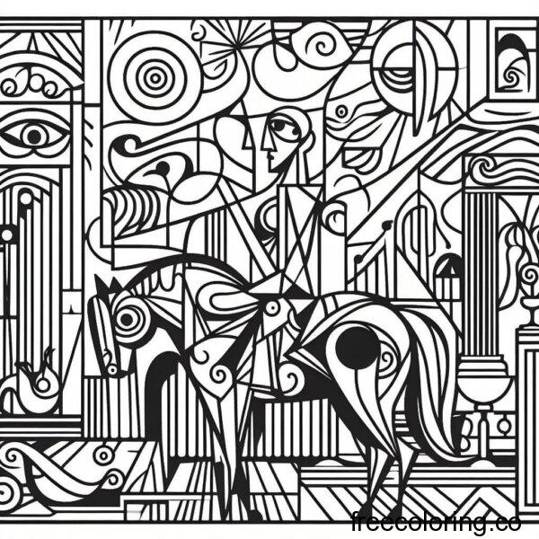 picasso style drawing for coloring 1
