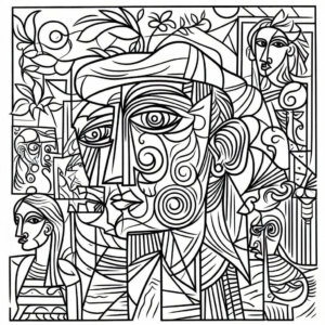 picasso style drawing for coloring 2