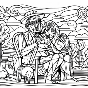 picasso style drawing for coloring 3