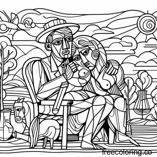 picasso style drawing for coloring 3