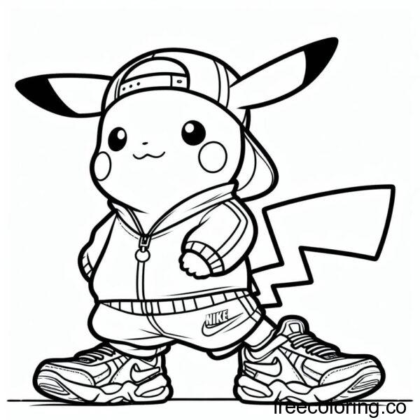 pikachu in a nike jumper with nike shoes