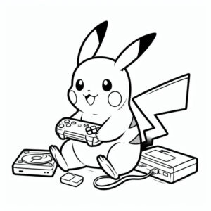 pikachu playing video games 1