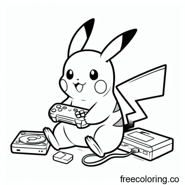 pikachu playing video games 1
