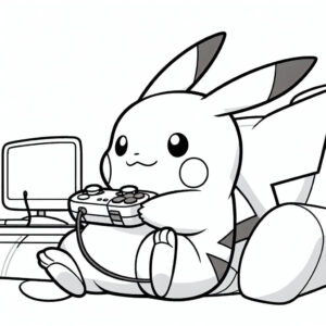 pikachu playing video games 2