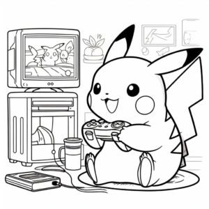 pikachu playing video games 3