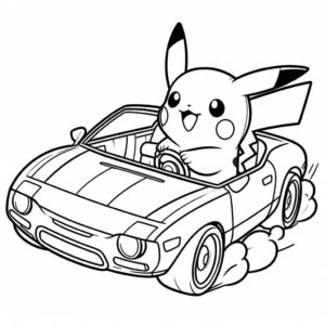 pikachu riding a car2