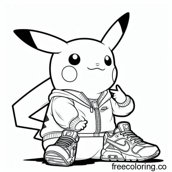 pikachu sitting down with nike shoes