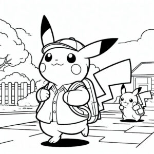 pikachu with backpack going to school 2