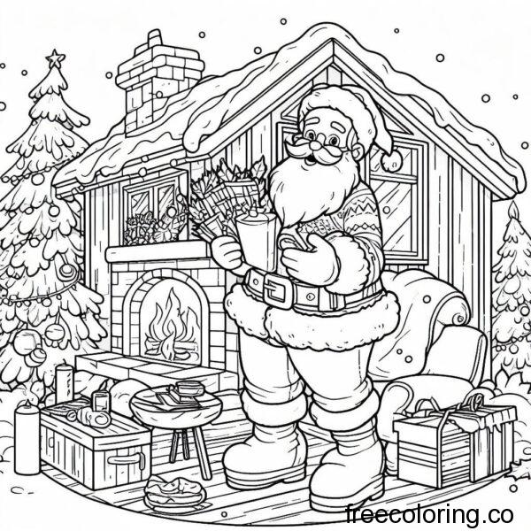 santa claus in a decorated house