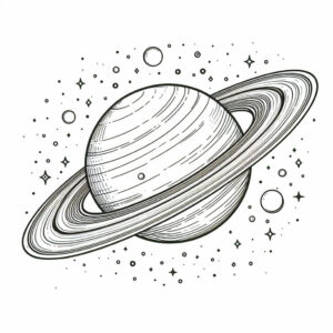 saturn drawing with moons