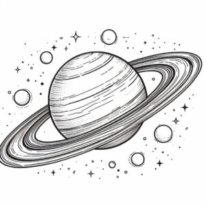 saturn drawing with multiple planets