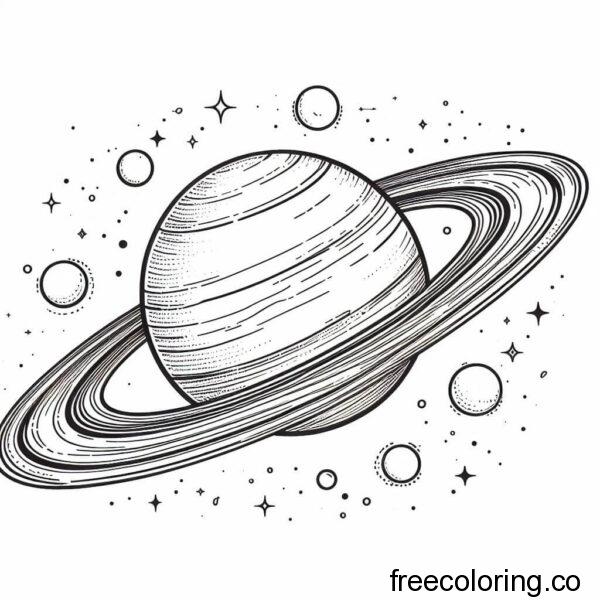 saturn drawing with multiple planets