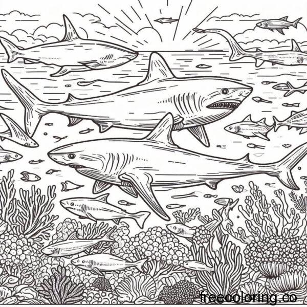 sharks for coloring 1