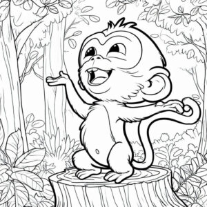 smiling cute monkey in a forest