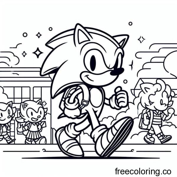 sonic drawing going to school 2